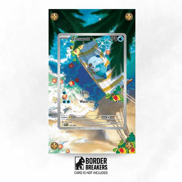 Oshawott 105/086 Pokémon Extended Art Artwork Display Case - Magnetic or Screw Case - White Flare, Extended art frame, Pokemon art, pokémon display case, pokémon card display, full art, Pokemon gift, unique pokémon gifts, pokémon art, extended art, altered art, extended art work, magnetic case, screw case, extended art display,